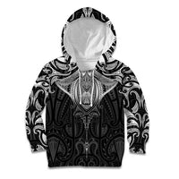 New Zealand Aotearoa Kid Hoodie Maori Manta Ray Moko Black LT05 Hoodie Black - Polynesian Pride