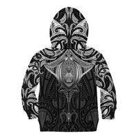 New Zealand Aotearoa Kid Hoodie Maori Manta Ray Moko Black LT05 - Polynesian Pride