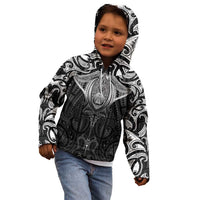 New Zealand Aotearoa Kid Hoodie Maori Manta Ray Moko Black LT05 - Polynesian Pride