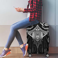 New Zealand Aotearoa Luggage Cover Maori Manta Ray Moko Black - Polynesian Pride