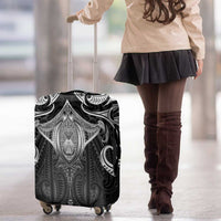 New Zealand Aotearoa Luggage Cover Maori Manta Ray Moko Black - Polynesian Pride