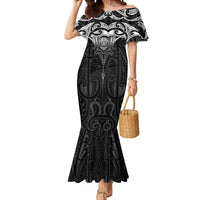 New Zealand Aotearoa Mermaid Dress Maori Manta Ray Moko Black LT05 Women Black - Polynesian Pride