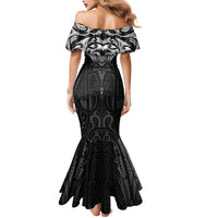 New Zealand Aotearoa Mermaid Dress Maori Manta Ray Moko Black LT05 - Polynesian Pride