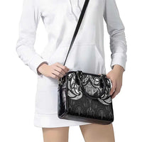 New Zealand Aotearoa Shoulder Handbag Maori Manta Ray Moko Black - Polynesian Pride