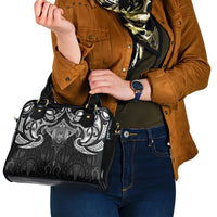 New Zealand Aotearoa Shoulder Handbag Maori Manta Ray Moko Black - Polynesian Pride