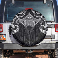 New Zealand Aotearoa Spare Tire Cover Maori Manta Ray Moko Black LT05 Black - Polynesian Pride