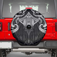 New Zealand Aotearoa Spare Tire Cover Maori Manta Ray Moko Black LT05 - Polynesian Pride