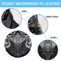 New Zealand Aotearoa Spare Tire Cover Maori Manta Ray Moko Black LT05 - Polynesian Pride
