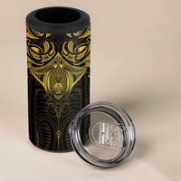 New Zealand Aotearoa 4 in 1 Can Cooler Tumbler Maori Manta Ray Moko Gold LT05 - Polynesian Pride
