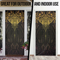 New Zealand Aotearoa Door Cover Maori Manta Ray Moko Gold LT05 - Polynesian Pride