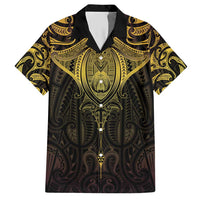 New Zealand Aotearoa Hawaiian Shirt Maori Manta Ray Moko Gold LT05 Gold - Polynesian Pride