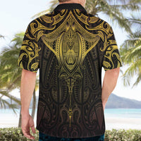 New Zealand Aotearoa Hawaiian Shirt Maori Manta Ray Moko Gold LT05 - Polynesian Pride