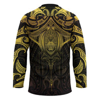 New Zealand Aotearoa Hockey Jersey Maori Manta Ray Moko Gold LT05 - Polynesian Pride