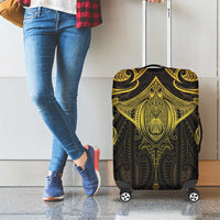 New Zealand Aotearoa Luggage Cover Maori Manta Ray Moko Gold - Polynesian Pride