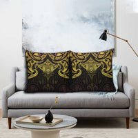 New Zealand Aotearoa Pillow Cover Maori Manta Ray Moko Gold - Polynesian Pride