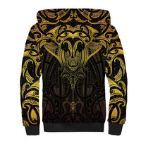 New Zealand Aotearoa Sherpa Hoodie Maori Manta Ray Moko Gold LT05 - Polynesian Pride