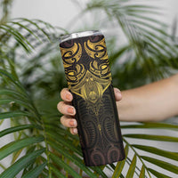 New Zealand Aotearoa Skinny Tumbler Maori Manta Ray Moko Gold LT05 - Polynesian Pride