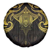 New Zealand Aotearoa Spare Tire Cover Maori Manta Ray Moko Gold LT05 - Polynesian Pride