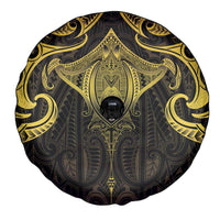 New Zealand Aotearoa Spare Tire Cover Maori Manta Ray Moko Gold LT05 - Polynesian Pride