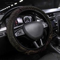 New Zealand Aotearoa Steering Wheel Cover Maori Manta Ray Moko Gold LT05 Universal Fit Gold - Polynesian Pride