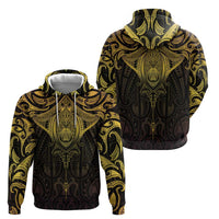 New Zealand Aotearoa Zip Hoodie Maori Manta Ray Moko Gold LT05 - Polynesian Pride