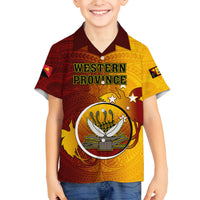 Personalized Papua New Guinea Western Province Family Matching Off Shoulder Long Sleeve Dress and Hawaiian Shirt Mix Coat Of Arms Polynesian Pattern LT05 Son's Shirt Red - Polynesian Pride