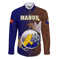 Personalized Papua New Guinea Manus Province Family Matching Off Shoulder Short Dress and Hawaiian Shirt Mix Coat Of Arms Polynesian Pattern LT05 Dad's Shirt - Long Sleeve Brown - Polynesian Pride