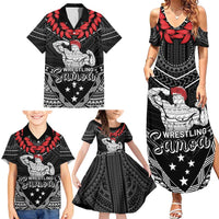 Custom Samoa Wrestling Family Matching Summer Maxi Dress and Hawaiian Shirt Samoan Wrestler Ulafala Style LT05 - Polynesian Pride