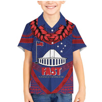Personalised FAST Party Samoa Family Matching Mermaid Dress and Hawaiian Shirt Samoan Coat Of Arms Ulafala Style LT05 Son's Shirt Blue - Polynesian Pride
