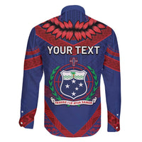 Personalised FAST Party Samoa Family Matching Off Shoulder Short Dress and Hawaiian Shirt Samoan Coat Of Arms Ulafala Style LT05 - Polynesian Pride