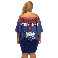 Personalised FAST Party Samoa Family Matching Off Shoulder Short Dress and Hawaiian Shirt Samoan Coat Of Arms Ulafala Style LT05 - Polynesian Pride