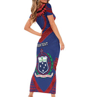 Personalised FAST Party Samoa Family Matching Short Sleeve Bodycon Dress and Hawaiian Shirt Samoan Coat Of Arms Ulafala Style LT05 - Polynesian Pride
