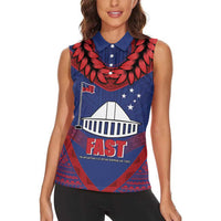 Personalised FAST Party Samoa Women Sleeveless Polo Shirt Samoan Coat Of Arms Ulafala Style LT05 - Polynesian Pride