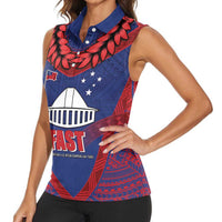 Personalised FAST Party Samoa Women Sleeveless Polo Shirt Samoan Coat Of Arms Ulafala Style LT05 - Polynesian Pride
