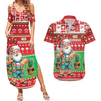 Mele Kalikimaka Hawaii Christmas Couples Matching Summer Maxi Dress and Hawaiian Shirt Funny Santa 67 Gen Alpha Slang LT05 Red - Polynesian Pride