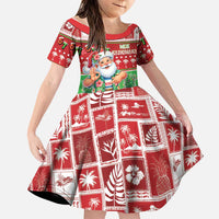 Mele Kalikimaka Hawaii Christmas Family Matching Mermaid Dress and Hawaiian Shirt Funny Santa 67 Gen Alpha Slang LT05 Daughter's Dress Red - Polynesian Pride