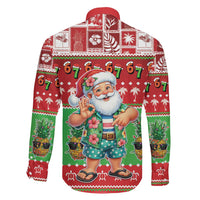 Mele Kalikimaka Hawaii Christmas Family Matching Off The Shoulder Long Sleeve Dress and Hawaiian Shirt Funny Santa 67 Gen Alpha Slang LT05 - Polynesian Pride