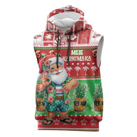 Mele Kalikimaka Hawaii Christmas Sleeveless Hoodie Funny Santa 67 Gen Alpha Slang LT05 Red - Polynesian Pride