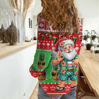 Mele Kalikimaka Hawaii Christmas Women Casual Shirt Funny Santa 67 Gen Alpha Slang LT05 - Polynesian Pride