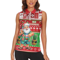 Mele Kalikimaka Hawaii Christmas Women Sleeveless Polo Shirt Funny Santa 67 Gen Alpha Slang LT05 - Polynesian Pride