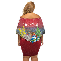 Personalised Christmas In July Family Matching Off Shoulder Short Dress and Hawaiian Shirt Funny Dabbing Dance Koala And Blue Penguins LT05 - Polynesian Pride