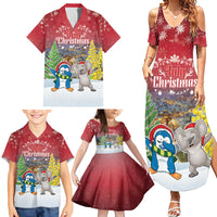 Personalised Christmas In July Family Matching Summer Maxi Dress and Hawaiian Shirt Funny Dabbing Dance Koala And Blue Penguins LT05 - Polynesian Pride
