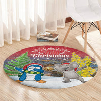 Christmas In July Round Carpet Funny Dabbing Dance Koala And Blue Penguins