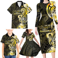 Sarcoma Awareness Family Matching Long Sleeve Bodycon Dress and Hawaiian Shirt You Are Stronger Than Sarcoma LT05 - Polynesian Pride