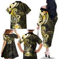 Sarcoma Awareness Family Matching Off The Shoulder Long Sleeve Dress and Hawaiian Shirt You Are Stronger Than Sarcoma LT05 - Polynesian Pride