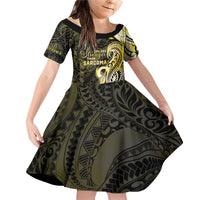 Sarcoma Awareness Family Matching Off Shoulder Short Dress and Hawaiian Shirt You Are Stronger Than Sarcoma LT05 Daughter's Dress Yellow - Polynesian Pride