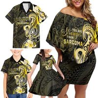 Sarcoma Awareness Family Matching Off Shoulder Short Dress and Hawaiian Shirt You Are Stronger Than Sarcoma LT05 - Polynesian Pride