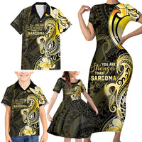 Sarcoma Awareness Family Matching Short Sleeve Bodycon Dress and Hawaiian Shirt You Are Stronger Than Sarcoma LT05 - Polynesian Pride