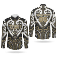 Custom Aotearoa Waikato Tainui Couples Matching Off Shoulder Maxi Dress and Long Sleeve Button Shirt Maori Tribal Pattern