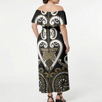 Custom Aotearoa Waikato Tainui Off Shoulder Maxi Dress Maori Tribal Pattern